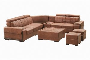 Audi L Shape Sofa with Centre Table & 2 Puffs