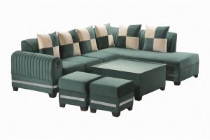 Picasso L Shape Sofa with Centre Table & 2 Puffs