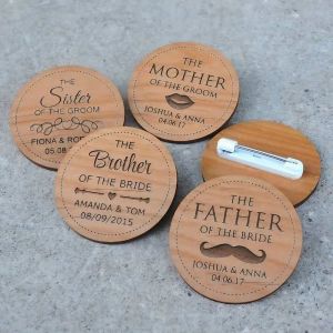 Polished Wood Customized Badge, Shape : Round