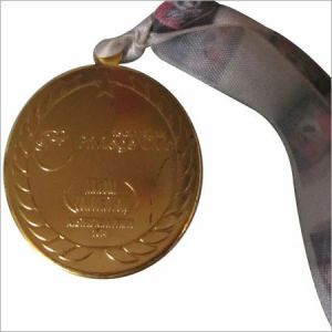 Round Golden Brass Medal