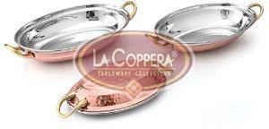 Copper and Stainless Steel Oval Entree Dish