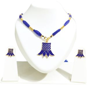 assamese traditional blue meenakari thuriya jewellery set