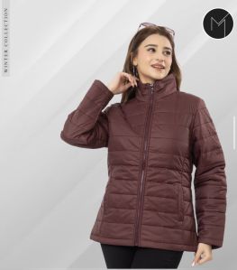 Ladies Brown Puffer Jacket, Sleeve Type : Full Sleeve