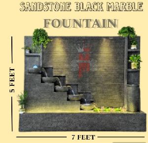 Non Polished Wall Black Marble Fountain, Shape : Square