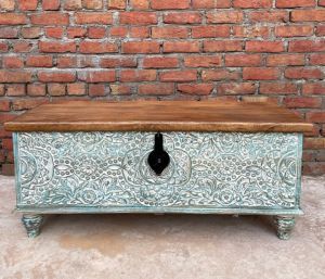 Hand Carved Wooden Storage Trunk/chest