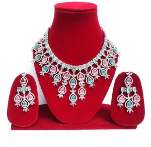 Multicolor American Diamond Necklace Set