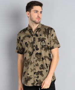 Mens Half Sleeves Army Printed Shirt, Technics : Machine Made