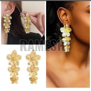 Brass Gold Designer Artificial Earrings, Packaging Type : Plastic Packet