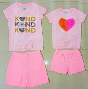 Girls T-Shirt and Shorts Set, Age Group : Kids