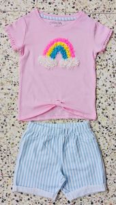 Printed Girls T-Shirt Shorts Set, Age Group : Kids