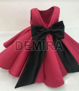 Girls Party Wear Dress With Big Bow