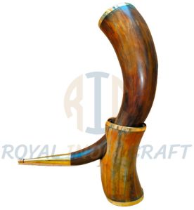 Drinking Horn with Brass Rim