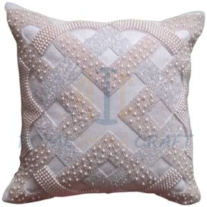 Linen Beaded Cushion Cover