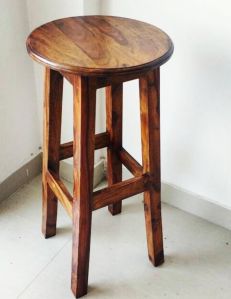 Brown Wooden Side Stool