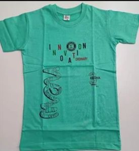 Kids Green Round Neck Cotton T Shirt