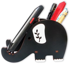 Baby Elephant Desktop Wooden Pen Stand for Home, Offices