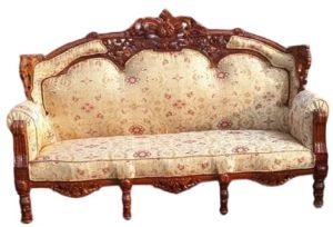 Polished Brown Home Wooden Sofa, Upholstery Material : Velvet