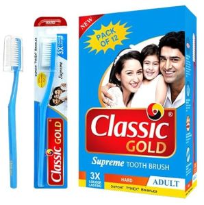 Classic Gold New Supreme Hard Manual Toothbrush For Adults P