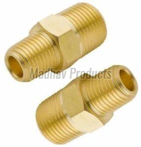 Coated Threaded Brass Hex Nipple, Shape : Hexgonal