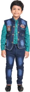 Denim Kids Boys Baba Suit, Technics : Embroidery Work