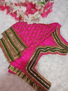 Hand Embroidered Silk Fabric For Blouse