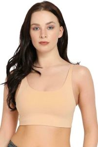 Beige Non Padded Sports Bra, Technics : Machine Made