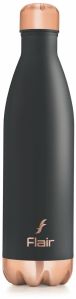 Flair Spark Vacuum Insulated Steel Bottle Black Color - (1000 ML, Black)