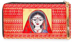 Ghunghat Lady Printed Satin Zip Wallet