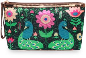 Peacock Satin Printed Utility Pouch