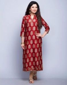 Printed Silk Kurti