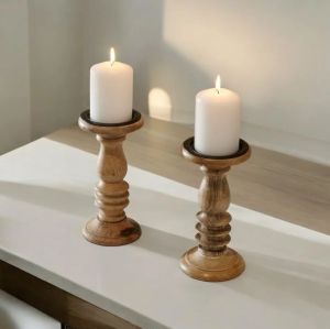 Polished Wood Plain Pillar Candle Stand, Mounting Type : Tabletop