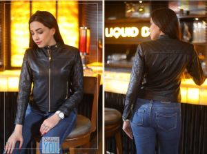 Ladies Fancy Black Leather Jacket