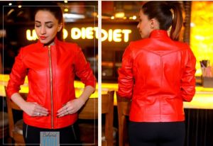 Ladies Red Leather Jacket