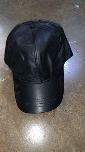 Mens Black Leather Cap