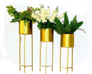 Brass Finish Planter Set Of Three