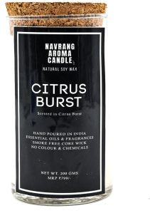 Citrus Burst Scented Glass Candle Jar With Wooden Lid