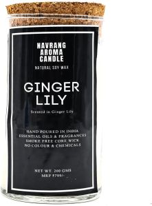 Ginger Lily Scented Glass Candle Jar With Wooden Lid