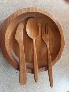 Wooden Bowl Cutlery Set