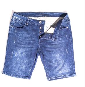 Mens Ripped Denim Shorts, Color : Blue