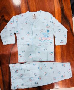 Baby Boys Sky Blue Printed Kids Nightwear Set