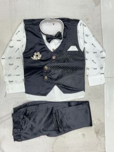 Black and White Kids Baba Suit