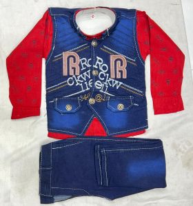 Kids Blue Denim Baba Suit