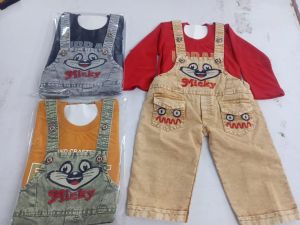 Multicolor Cotton Kids Dungaree Set