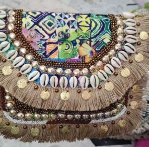 Embroidered Jute Boho Bag, Handle Type : Loop Handle