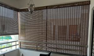 3mm Balcony Bamboo Blinds, Color : Brown