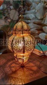 Creatick Impex Brass Antique Moroccan Hanging Lantern For Decoration