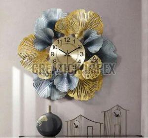 Creatick Impex Decorative Metal Wall Clock, Color : Golden Grey