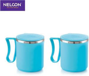 SS DOUBLE WALL FLUTE -COFFEE MUG Blue