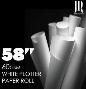 60 GSM 58 Inch White Plotter Paper Rolls