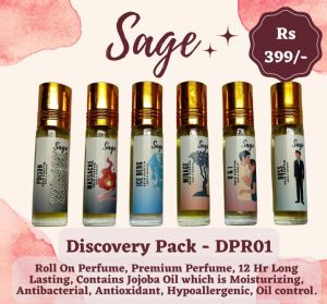 Sage Men & Women Skin Perfume Roll On Bottle Discovery Pack (10 Ml X 6 = 60 M)